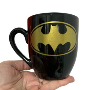 Taza negra Batman logo oro x 3 unidades