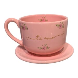 Tazón te amo rosa shabby + cuchara