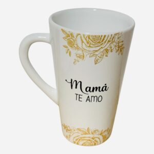 Taza chocolatera flor oro