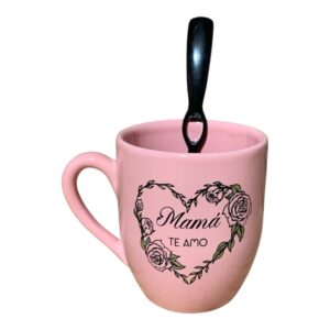 Taza rosa Mamá te amo corazón