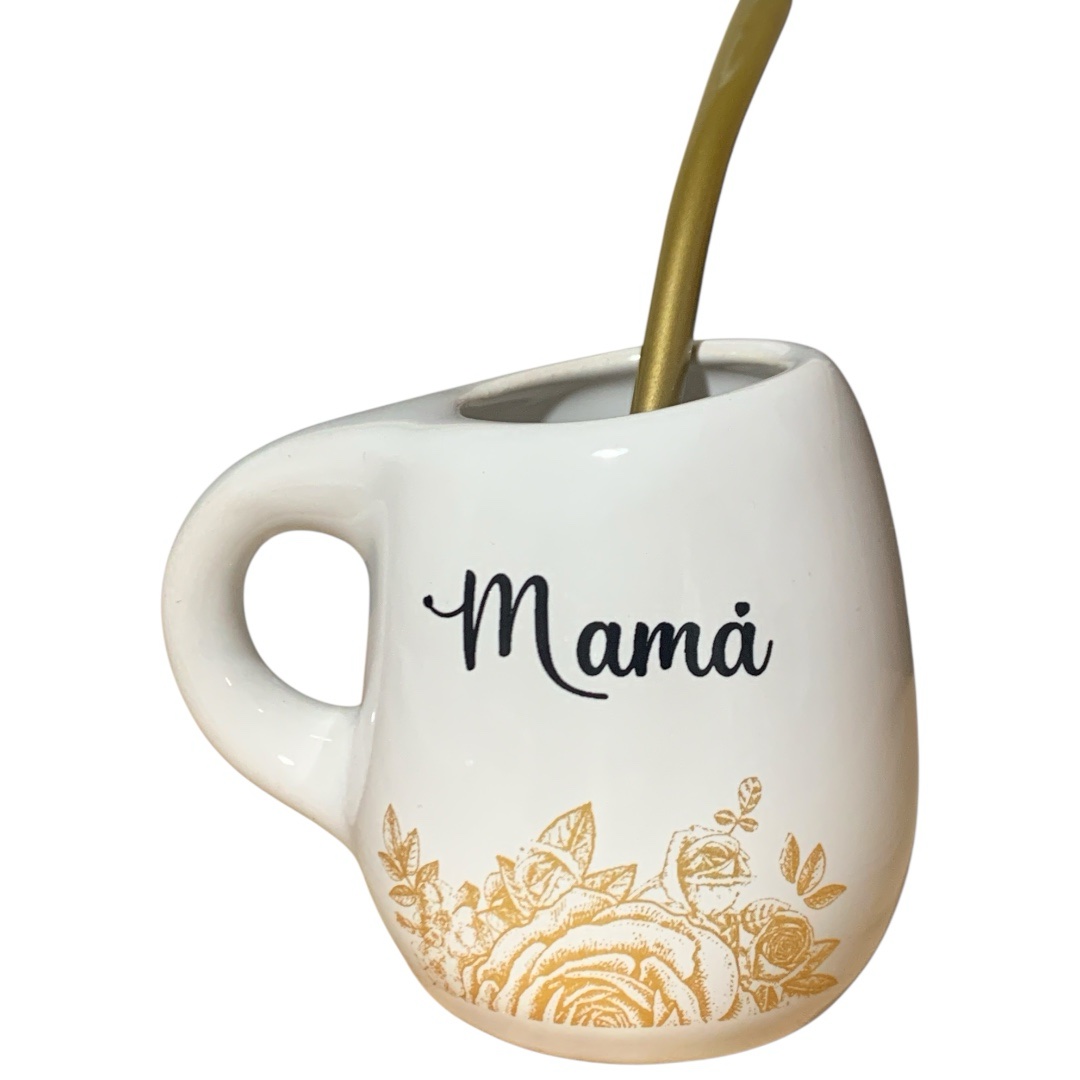 Mate mamá Flores oro