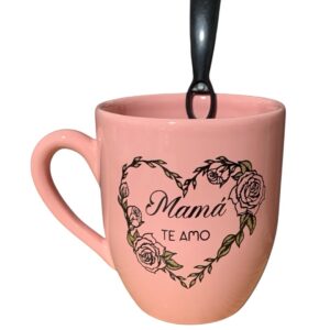 Taza rosa Mamá te amo corazón