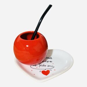 Set mamá te quiero mate rojo ( incluye bombilla )