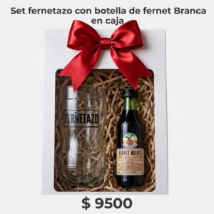 Set Fernetazo con botella de fernet en caja