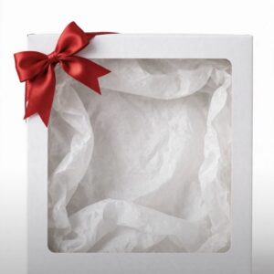 Caja contenedora de 20x20x12 + moño fantasía rojo